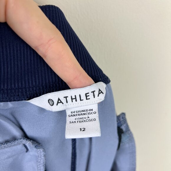 Athleta Blue Animal Printed Mid Rise Brooklyn Ankle Pants - Picture 4 of 6